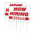 thumbnail image 1 of Now Hiring Bakers 2 Pack Of 24" x 36" Yard Sign & Stake | Advertise Your Business | Stake Included Image On Front Only | Made in The USA, 1 of 3