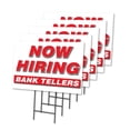 thumbnail image 1 of Now Hiring Bank Tellers 5 Pack Of 18" x 24" Yard Sign & Stake | Advertise Your Business | Stake Included Image On Both Sides | Made in The USA, 1 of 3