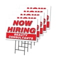 thumbnail image 1 of Now Hiring Beauty Consultants 5 Pack Of 12" x 16" Yard Sign & Stake | Advertise Your Business | Stake Included Image On Both Sides | Made in The USA, 1 of 3