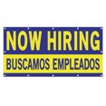 thumbnail image 1 of Now Hiring Buscamos Empleados 13 oz Heavy Duty Vinyl Banner - Trabajos Disponibles - Sign for Business Advertising Indoor/Outdoor Single-Sided with Metal Grommets (4x10 ft, Bl & Ye), 1 of 6