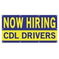 thumbnail image 1 of Now Hiring CDL Drivers 13 oz Heavy Duty Vinyl Banner Commercial Driver Jobs Available Help Wanted Sign for Business Advertising Indoor/Outdoor Single-Sided with Metal Grommets (4x8 ft, Bl & Ye), 1 of 6