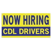 Now Hiring CDL Drivers 13 oz Heavy Duty Vinyl Banner Commercial Driver Jobs Available Help Wanted Sign for Business Advertising Indoor/Outdoor Single-Sided with Metal Grommets 1.5x5 ft, Ye & Bl