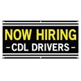 thumbnail image 1 of Now Hiring CDL Drivers 13 oz Heavy Duty Vinyl Banner Indoor/Outdoor Help Wanted Sign for Business Storefront Advertising Single-Sided with Metal Grommets (1.5x5 ft, Bk & Ye & Wh), 1 of 6