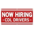 thumbnail image 1 of Now Hiring CDL Drivers 13 oz Heavy Duty Vinyl Banner Indoor/Outdoor Help Wanted Sign for Business Storefront Advertising Single-Sided with Metal Grommets (1.5x5 ft, Wh & Re), 1 of 6