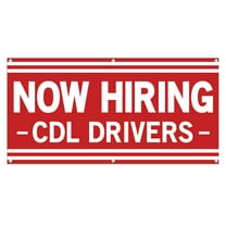 Now Hiring CDL Drivers 13 oz Heavy Duty Vinyl Banner Indoor/Outdoor Help Wanted Sign for Business Storefront Advertising Single-Sided with Metal Grommets (1.5x5 ft, Wh & Re)