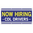 thumbnail image 1 of Now Hiring CDL Drivers 13 oz Heavy Duty Vinyl Banner Indoor/Outdoor Help Wanted Sign for Business Storefront Advertising Single-Sided with Metal Grommets (4x8 ft, Bl & Ye & Wh ), 1 of 6