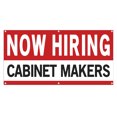 thumbnail image 1 of Now Hiring Cabinet Makers 13 oz Heavy Duty Vinyl Banner Cabinetmaker Jobs Available Help Wanted Sign for Business Advertising Indoor/Outdoor Single-Sided with Metal Grommets (1.5x5 ft, Wh & Re & Bk), 1 of 6