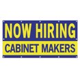 thumbnail image 1 of Now Hiring Cabinet Makers 13 oz Heavy Duty Vinyl Banner Cabinetmaker Jobs Available Help Wanted Sign for Business Advertising Indoor/Outdoor Single-Sided with Metal Grommets (4x10 ft, Bl & Ye), 1 of 6