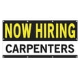 thumbnail image 1 of Now Hiring Carpenters 13 oz Heavy Duty Vinyl Banner Carpenter Jobs Available Help Wanted Sign for Business Advertising Indoor/Outdoor Single-Sided with Metal Grommets (4x8 ft, Bk & Wh & Ye), 1 of 6