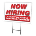 thumbnail image 1 of Now Hiring Cement Masons & Concrete Finishers 12"x16" Yard Sign & Stake | Advertise Your Business | Stake Included Double Sided Image | Made in The USA, 1 of 3