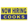 thumbnail image 1 of Now Hiring Cooks 13 oz Heavy Duty Vinyl Banner Cook Jobs Available Line Cook Help Wanted Sign for Business Advertising Indoor/Outdoor Single-Sided with Metal Grommets (2x5 ft, Ye & Bl), 1 of 6