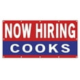 thumbnail image 1 of Now Hiring Cooks 13 oz Heavy Duty Vinyl Banner Cook Jobs Available Line Cook Help Wanted Sign for Business Advertising Indoor/Outdoor Single-Sided with Metal Grommets (4x10 ft, Re & Wh & Bl), 1 of 6