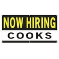 thumbnail image 1 of Now Hiring Cooks 13 oz Heavy Duty Vinyl Banner Cook Jobs Available Line Cook Help Wanted Sign for Business Advertising Indoor/Outdoor Single-Sided with Metal Grommets (1.5x5 ft, Bk & Wh & Ye), 1 of 6