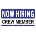 thumbnail image 1 of Now Hiring Crew Member 13 oz Heavy Duty Vinyl Banner Crew Member Jobs Available Help Wanted Sign for Business Advertising Indoor/Outdoor Single-Sided with Metal Grommets (4x8 ft, Wh & Bl & Bk), 1 of 6