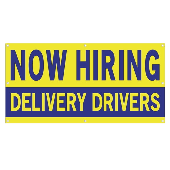Now Hiring Delivery Drivers 13 oz Heavy Duty Vinyl Banner Delivery Driver Jobs Available Help Wanted Sign for Business Indoor/Outdoor Single-Sided with Metal Grommets(4x6 ft, Ye & Bl)