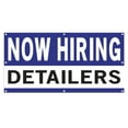 thumbnail image 1 of Now Hiring Detailers 13 oz Heavy Duty Vinyl Banner Jobs Available Auto Detailing Help Wanted Sign for Business Advertising Indoor/Outdoor Single-Sided with Metal Grommets (4x6 ft, Wh & Bl & Bk), 1 of 6