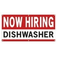 thumbnail image 1 of Now Hiring Dishwasher 13 oz Heavy Duty Vinyl Banner Dishwasher Jobs Available Help Wanted Sign for Business Advertising Indoor/Outdoor Single-Sided with Metal Grommets (1.5x5 ft, Wh & Re & Bk), 1 of 6