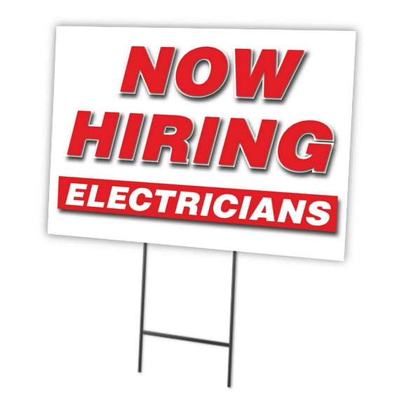 Now Hiring Electricians 18"x24" Yard Sign & Stake | Advertise Your Business | Stake Included Double Sided Image | Made in The USA