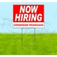 thumbnail image 1 of Now Hiring Experienced Technicians (18" x 24") Yard Sign, Includes Metal Step Stake, 1 of 6