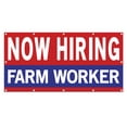 thumbnail image 1 of Now Hiring Farm Worker 13 oz Heavy Duty Vinyl Banner Roustabout Jobs Available General Laborer Help Wanted Sign for Business Indoor/Outdoor Single-Sided with Metal Grommets (4x10 ft, Re & Wh & Bl), 1 of 6