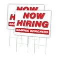 thumbnail image 1 of Now Hiring Graphic Designers 2 Pack Of 24" x 36" Yard Sign & Stake | Advertise Your Business | Stake Included Image On Front Only | Made in The USA, 1 of 3