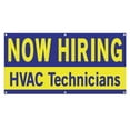 thumbnail image 1 of Now Hiring HVAC Technicians 13 oz Heavy Duty Vinyl Banner Technician Jobs Available Help Wanted Sign for Business Advertising Indoor/Outdoor Single-Sided with Metal Grommets (1.5x5 ft, Bl & Ye), 1 of 6