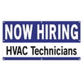 thumbnail image 1 of Now Hiring HVAC Technicians 13 oz Heavy Duty Vinyl Banner Technician Jobs Available Help Wanted Sign for Business Advertising Indoor/Outdoor Single-Sided with Metal Grommets (4x6 ft, Wh & Bl & Bk), 1 of 6