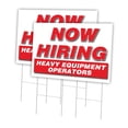 thumbnail image 1 of Now Hiring Heavy Equipment Operators 2 Pack Of 24" x 36" Yard Sign & Stake | Advertise Your Business | Stake Included Image On Front Only | Made in The USA, 1 of 3