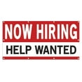 thumbnail image 1 of Now Hiring Help Wanted 13 oz Heavy Duty Vinyl Banner All Position Jobs Available Help Wanted Sign for Business Advertising Indoor/Outdoor Single-Sided with Metal Grommets (4x8 ft, Wh & Re & Bk), 1 of 6