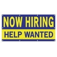 thumbnail image 1 of Now Hiring Help Wanted 13 oz Heavy Duty Vinyl Banner All Position Jobs Available Help Wanted Sign for Business Advertising Indoor/Outdoor Single-Sided with Metal Grommets (4x8 ft, Bl & Ye), 1 of 6
