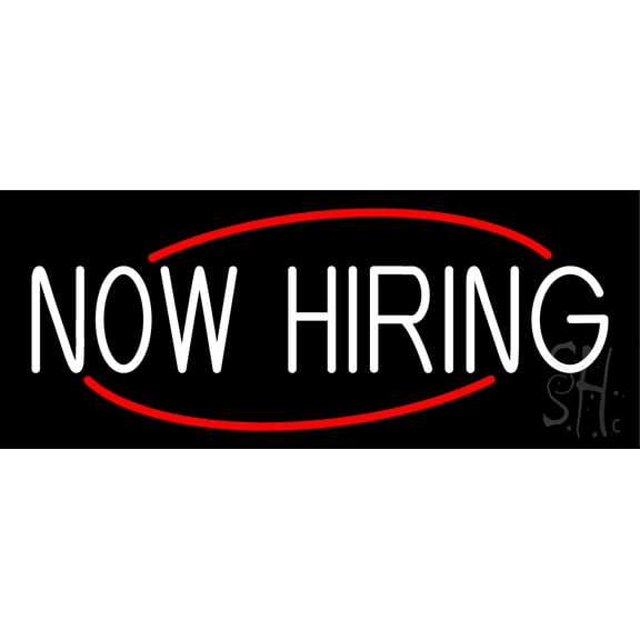 Now Hiring LED Neon Sign 13 x 32 - inches, Clear Edge Cut Acrylic Backing, with Dimmer - Bright and Premium built indoor LED Neon Sign for Bar decor.