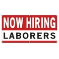 thumbnail image 1 of Now Hiring Laborers 13 oz Heavy Duty Vinyl Banner General Labor Jobs Available Help Wanted Sign for Business Advertising Indoor/Outdoor Single-Sided with Metal Grommets (1.5x5 ft, Wh & Re & Bk), 1 of 6