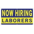 thumbnail image 1 of Now Hiring Laborers 13 oz Heavy Duty Vinyl Banner General Labor Jobs Available Help Wanted Sign for Business Advertising Indoor/Outdoor Single-Sided with Metal Grommets (1.5x5 ft, Bl & Ye), 1 of 6