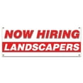 thumbnail image 1 of Now Hiring Landscapers| 48" X 120" Banner | Apply Inside Employment Help Wanted |  Made in The USA, 1 of 4