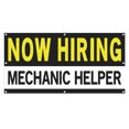 thumbnail image 1 of Now Hiring Mechanic Helper 13 oz Heavy Duty Vinyl Banner Mechanic Helper Jobs Available Vehicle Mechanic Help Wanted Sign Indoor/Outdoor Single-Sided with Metal Grommets (4x6 ft, Bk & Wh & Ye), 1 of 6