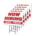 thumbnail image 1 of Now Hiring Nail Tech 5 Pack Of 12" x 16" Yard Sign & Stake | Advertise Your Business | Stake Included Image On Both Sides | Made in The USA, 1 of 3