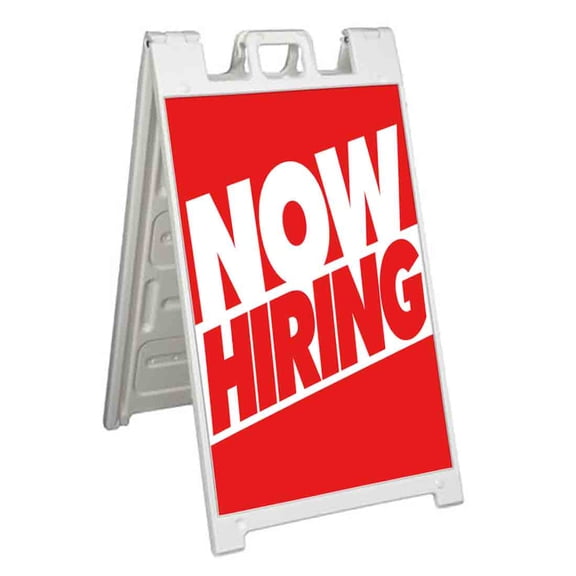 Now Hiring New (24" X 36") Standard A-Frame Signicade, Includes Decal Applied To Stand