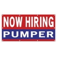 thumbnail image 1 of Now Hiring Pumper 13 oz Heavy Duty Vinyl Banner Pumper Jobs Available Lease Operator Help Wanted Sign for Business Indoor/Outdoor Single-Sided with Metal Grommets (4x8 ft, Re & Wh & Bl), 1 of 6