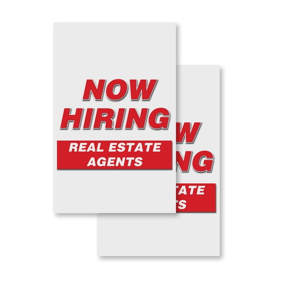 Now Hiring Real Estate Agents (2-PACK) 24" x 36" Vinyl Decals | Sign Insert Peel & Stick Decals Stickers Window Signs