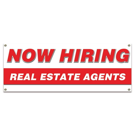 Now Hiring Real Estate Agents| 24" X 72" Banner | Apply Inside Employment Help Wanted |  Made in The USA