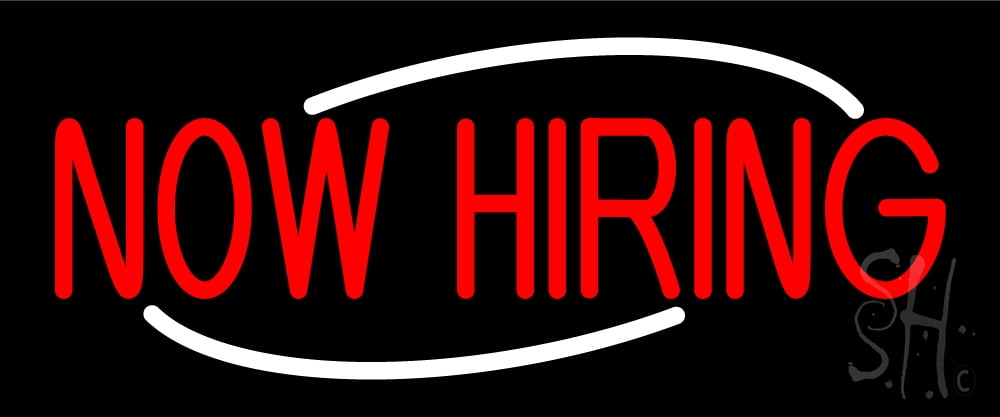 Now Hiring Red LED Neon Sign 10 x 24 - inches, Clear Edge Cut Acrylic ...
