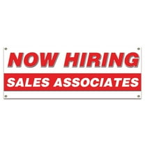 Now Hiring Sales Associates| 36" X 96" Banner | Apply Inside Employment Help Wanted | Made in The USA