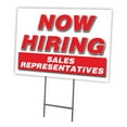 thumbnail image 1 of Now Hiring Sales Representatives 12"x16" Yard Sign & Stake | Advertise Your Business | Stake Included Double Sided Image | Made in The USA, 1 of 3