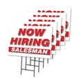thumbnail image 1 of Now Hiring Salesman 5 Pack Of 18" x 24" Yard Sign & Stake | Advertise Your Business | Stake Included Image On Both Sides | Made in The USA, 1 of 3