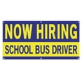 thumbnail image 1 of Now Hiring School Bus Drivers 13 oz Heavy Duty Vinyl Banner School Bus Driver Jobs Available Help Wanted Sign for Advertising Indoor/Outdoor Single-Sided with Metal Grommets (3x5 ft, Bl & Ye), 1 of 6