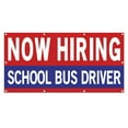 thumbnail image 1 of Now Hiring School Bus Drivers 13 oz Heavy Duty Vinyl Banner School Bus Driver Jobs Available Help Wanted Sign for Advertising Indoor/Outdoor Single-Sided with Metal Grommets (4x8 ft, Re & Wh & Bl), 1 of 6