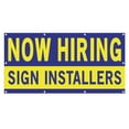 thumbnail image 1 of Now Hiring Sign Installers 13 oz Heavy Duty Vinyl Banner Sign Installer Jobs Available Help Wanted Sign for Business Advertising Indoor/Outdoor Single-Sided w/ Metal Grommets (4x8 ft, Bl & Ye), 1 of 6