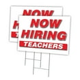 thumbnail image 1 of Now Hiring Teachers 2 Pack Of 18" x 24" Yard Sign & Stake | Advertise Your Business | Stake Included Image On Both Sides | Made in The USA, 1 of 3