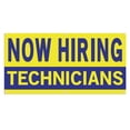 thumbnail image 1 of Now Hiring Technicians 13 oz Heavy Duty Vinyl Banner Technician Jobs Available Help Wanted Sign for Business Advertising Indoor/Outdoor Single-Sided with Metal Grommets (2x5 ft, Ye & Bl), 1 of 6