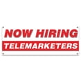 thumbnail image 1 of Now Hiring Telemarketers| 18" X 48" Banner | Apply Inside Employment Help Wanted |  Made in The USA, 1 of 4